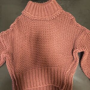 Free People Dusty Mauve Chunky Turtleneck Sweater
